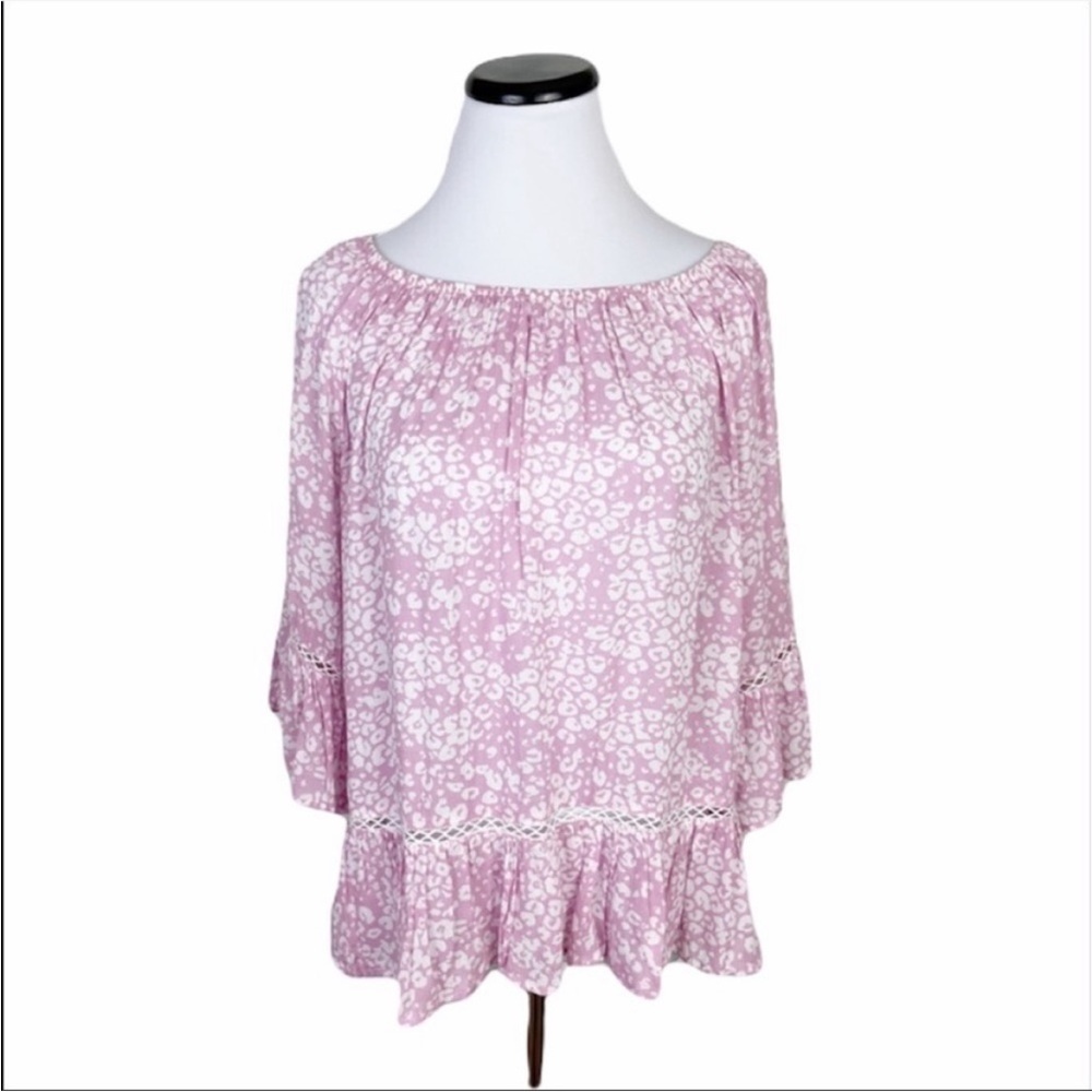 NWOT Fever Leopard Print Bell Sleeve Blouse Top Multicolor Size Small